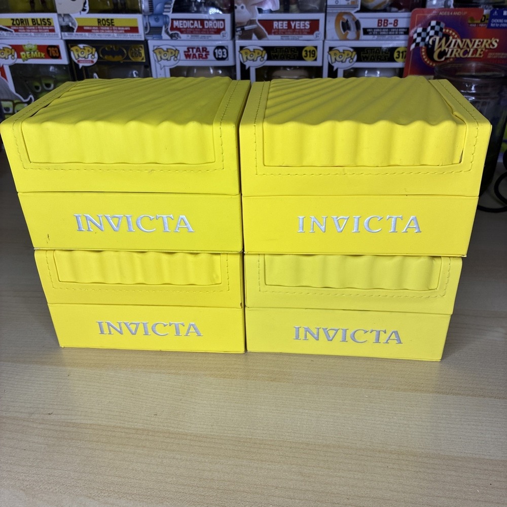 Invicta Yellow Watch Box with Foam Holder Lot of 4 Empty Boxes - Good Condition